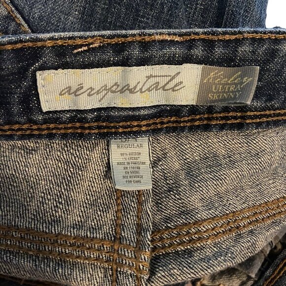 Aeropostale Ultra Skinny Kieley Zip Ankles Jeans Y2K Retro Dark Wash Size 3/4 - Picture 5 of 12